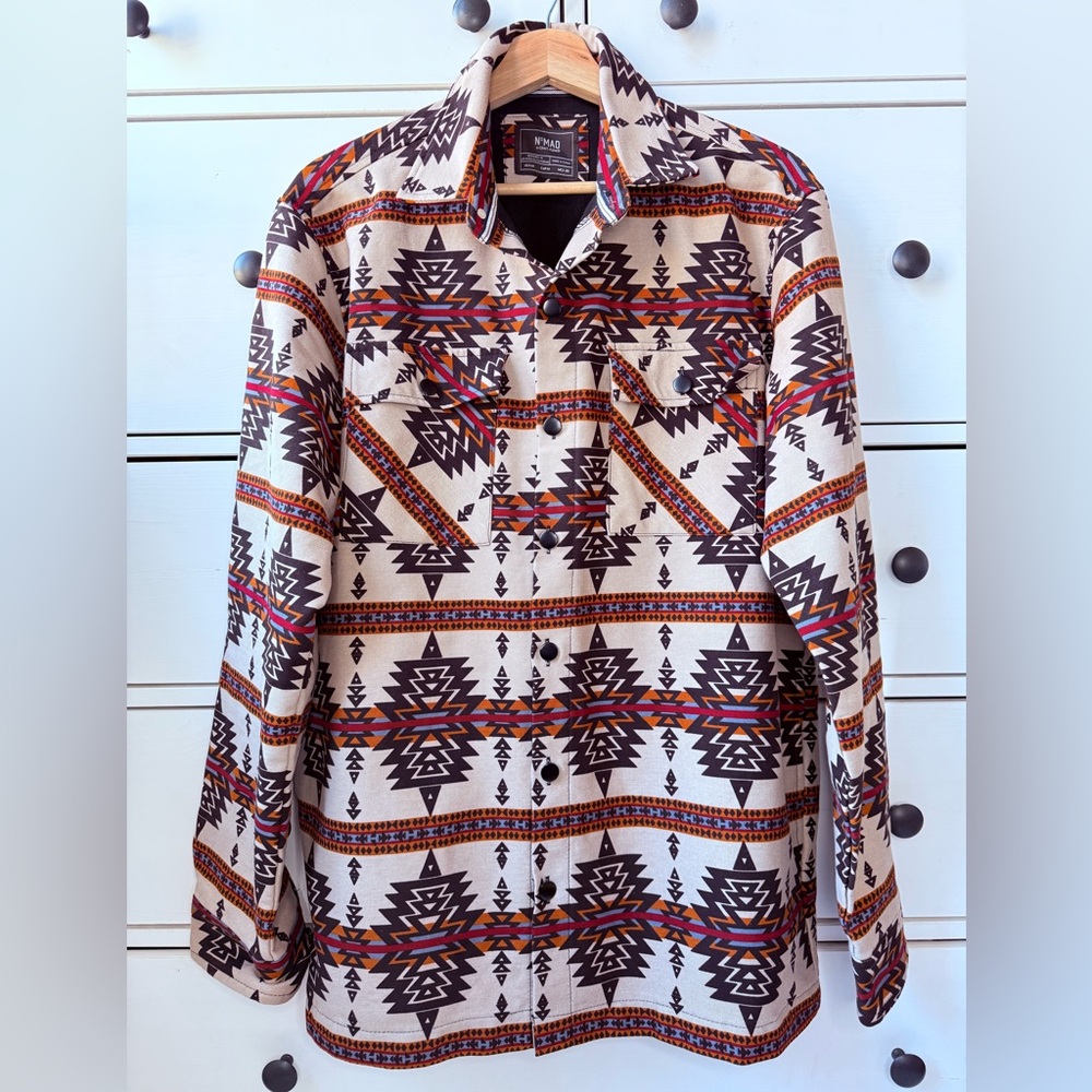 NoMAD by craft&flow Brown Beige Aztec Western Jacket Shacked Snap Front M